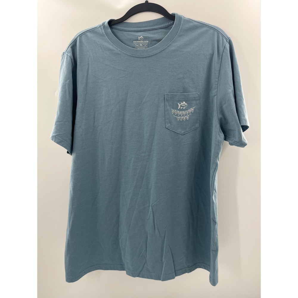 Southern Tide Mens XL Blue Jeep Tailgate Graphic Pocket T-Shirt Short Sleeve